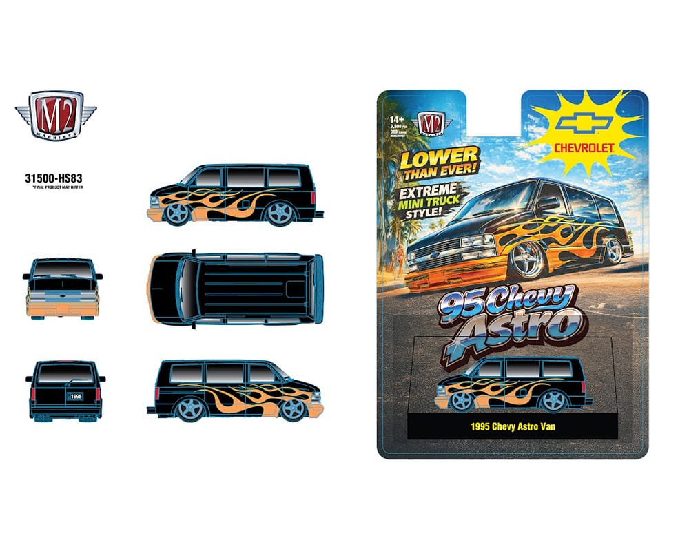 1995 Chevrolet Astro Van Black with Flames M2 Machines 1/64 – Hanz