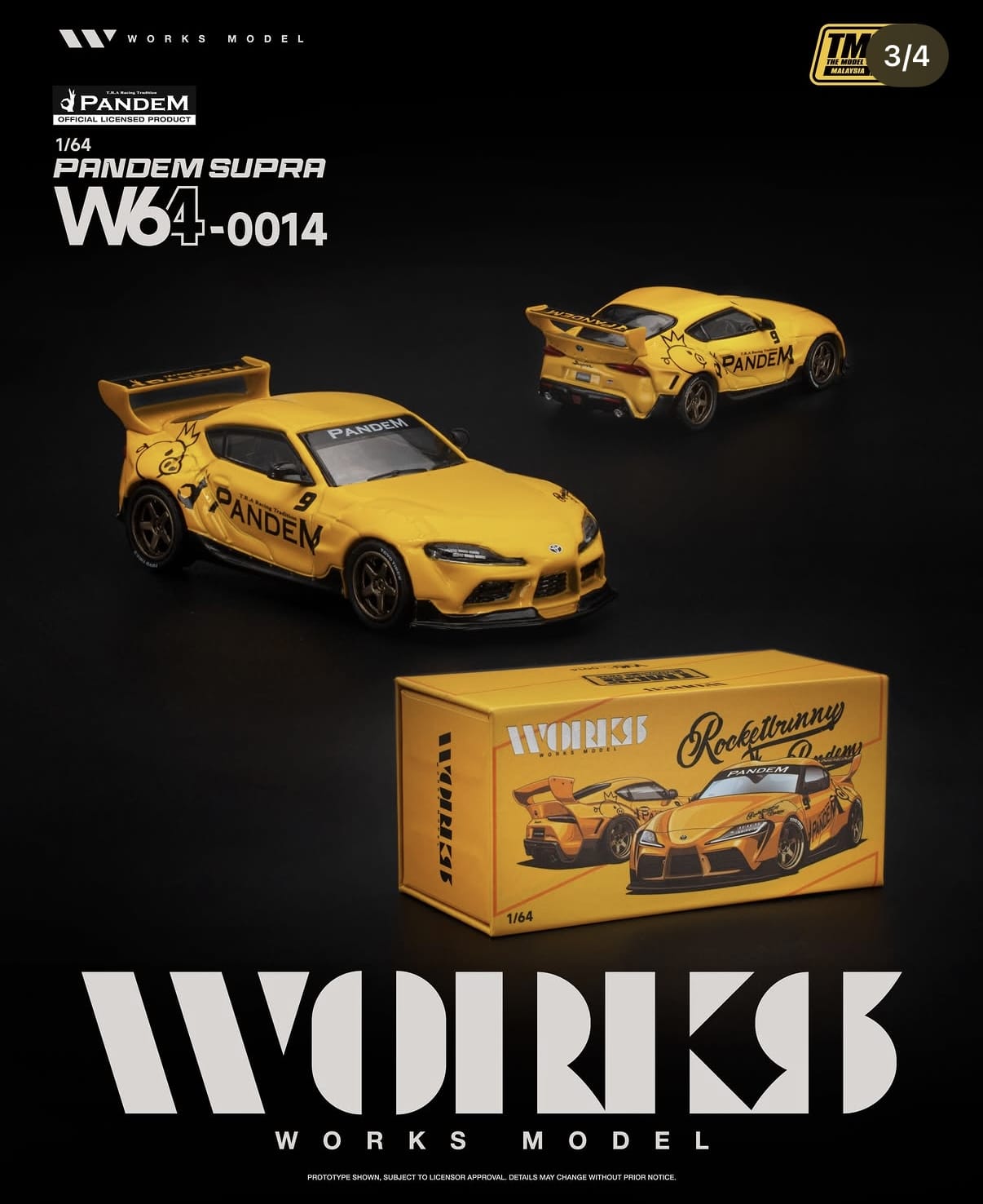 オートサロン2026限定 inno64 スープラ/FD3S pandem各1台 Toyota Supra Pandem Rocket Bunny Yellow TMCS 2026 Works Model 1/64