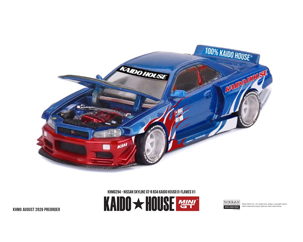 Kaido House Nissan Skyline R34 Flames V1 Mini GT 1/64 – Hanz Driven