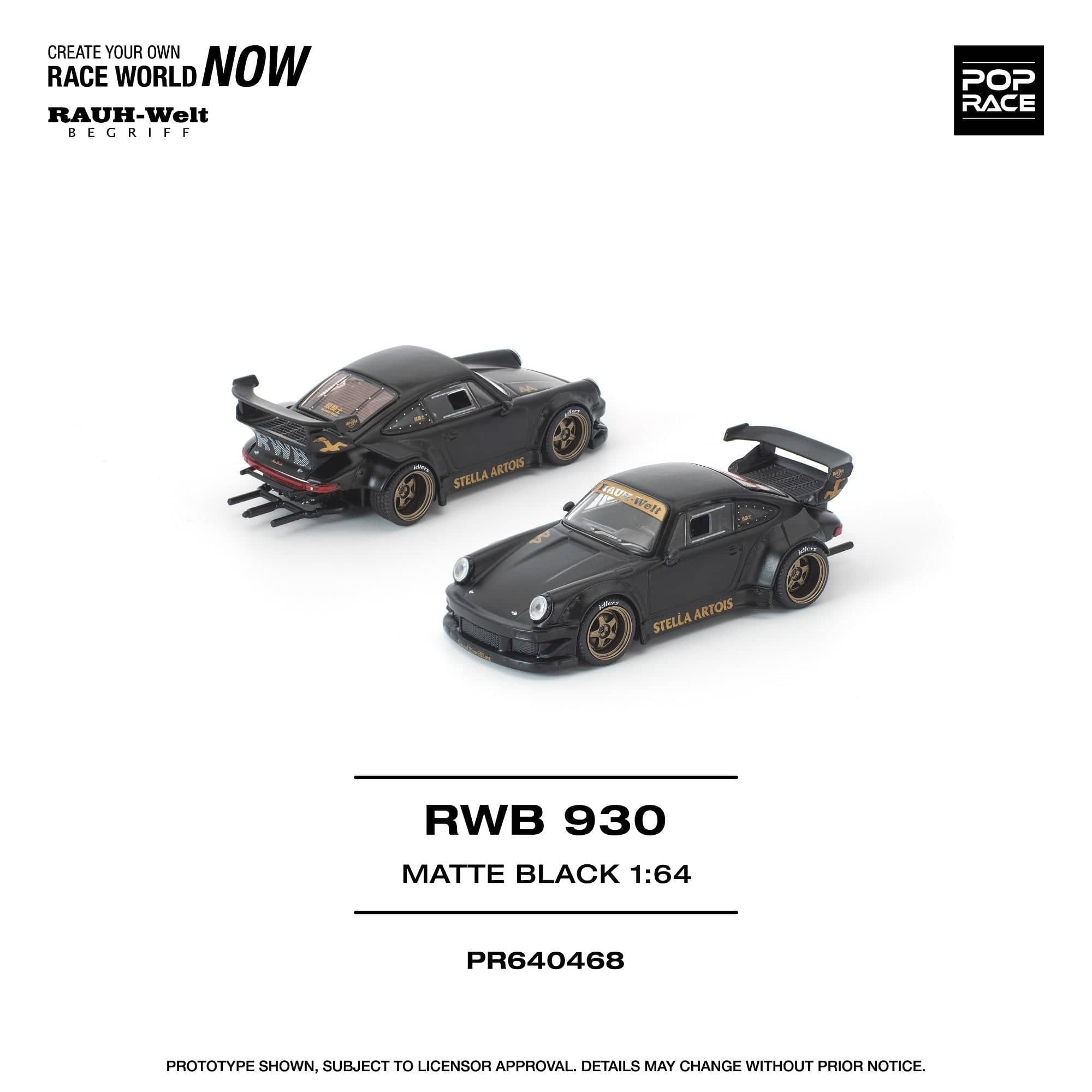 pre-order) Porsche RWB 930 Matte Black Stella Artois Pop Race 1/64