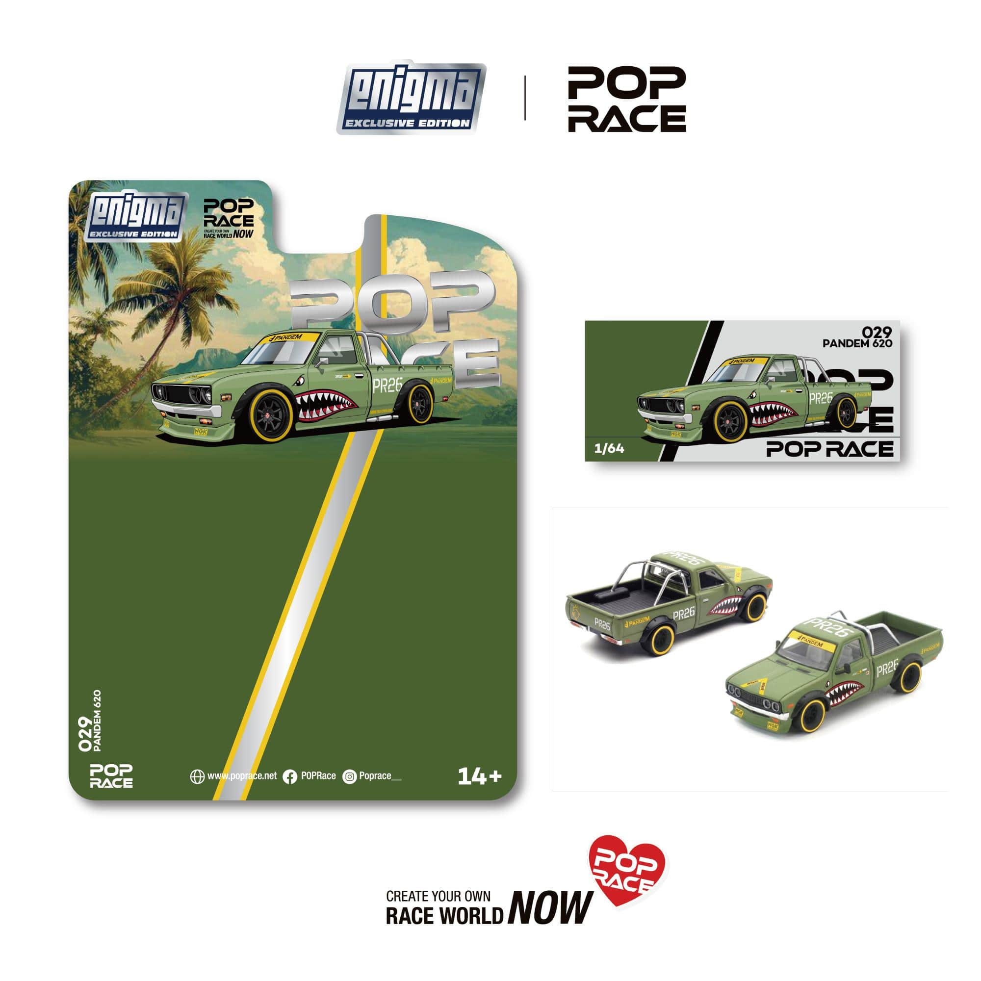 Pre-order) Pick up truck Pandem Datsun 620 Orange Fighter Green