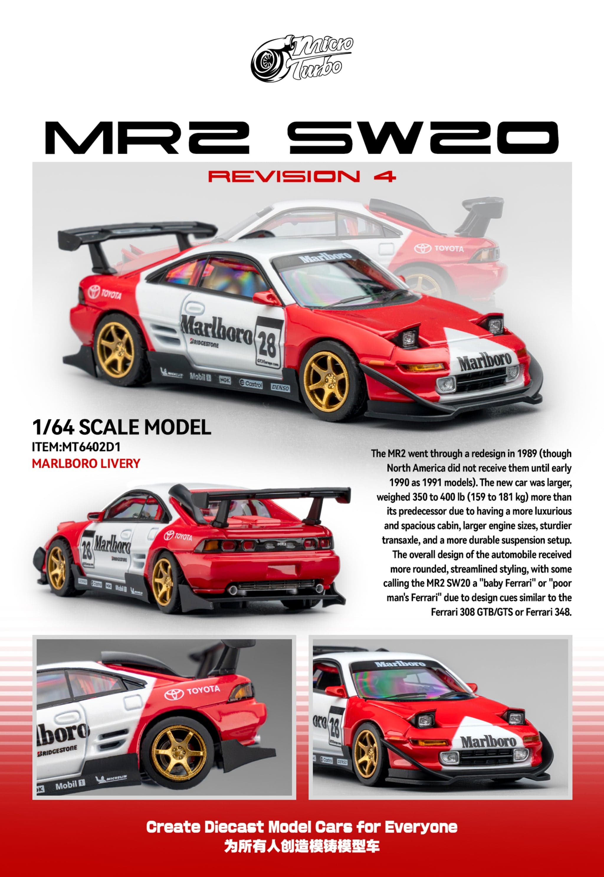 pre-order) Custom Toyota MR2 Marlboro Micro Turbo 1/64 scale