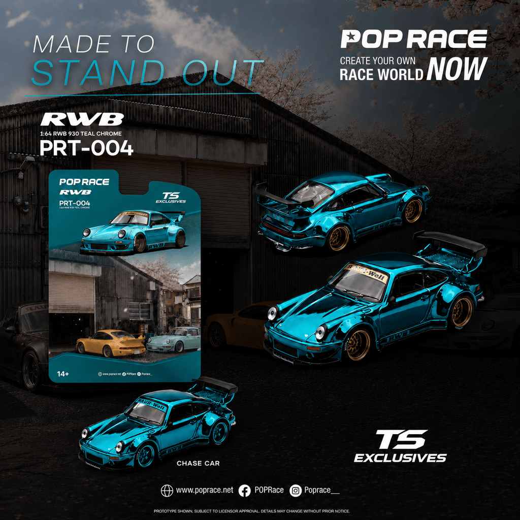 Pre-order) Porsche 911 RWB Teal Chrome Pop Race North America