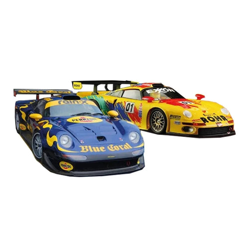 2x car Combo set Porsche 911 GT1 Blue Coral & 1997 D ROHR Sparky