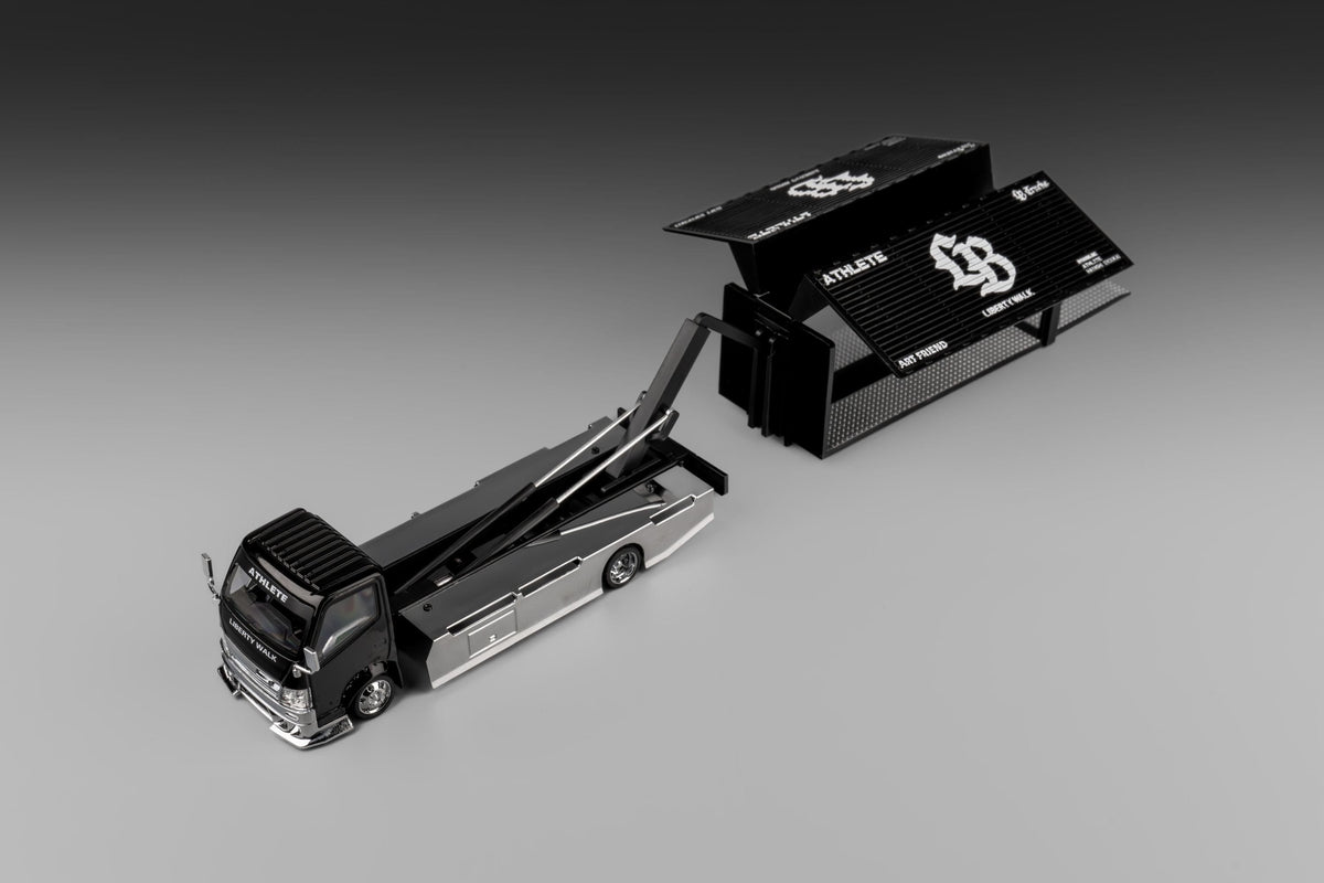 Custom Box Truck Silhouette Liberty Walk AIT Black Micro Turbo 1/64 scale mt6404B9