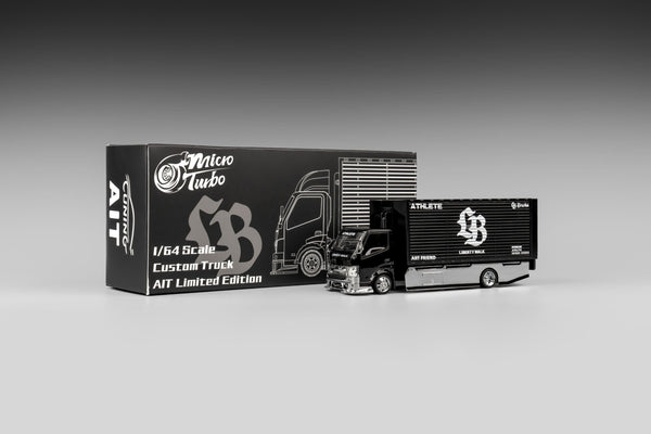 Custom Box Truck Silhouette Liberty Walk AIT Black Micro Turbo 1/64 scale mt6404B9