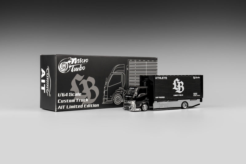 Custom Box Truck Silhouette Liberty Walk AIT Black Micro Turbo 1/64 scale mt6404B9