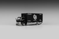 Custom Box Truck Silhouette Liberty Walk AIT Black Micro Turbo 1/64 scale mt6404B9