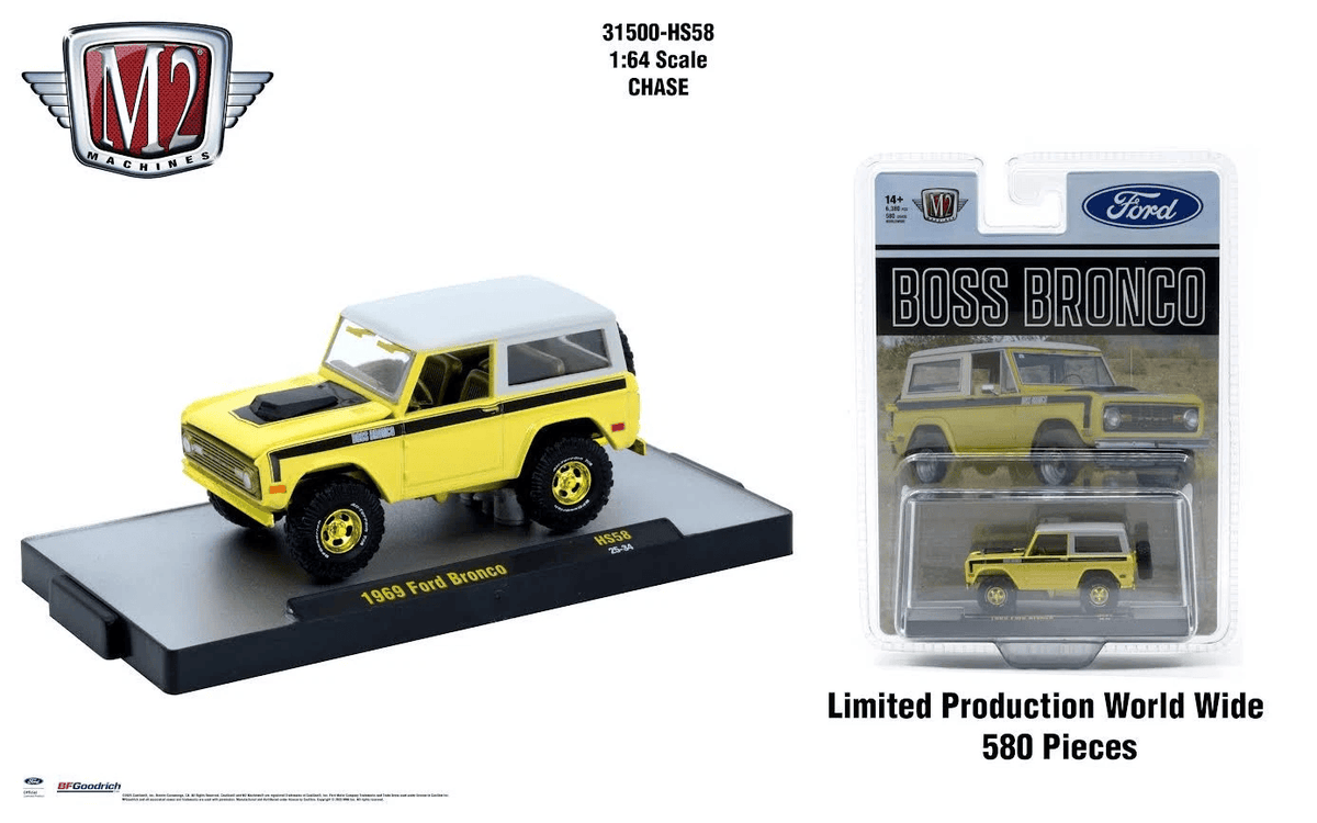 1969 Ford Bronco BOSS Beige with White Top Two-Tone | M2 Machines 1:64 31500-HS58 Chase