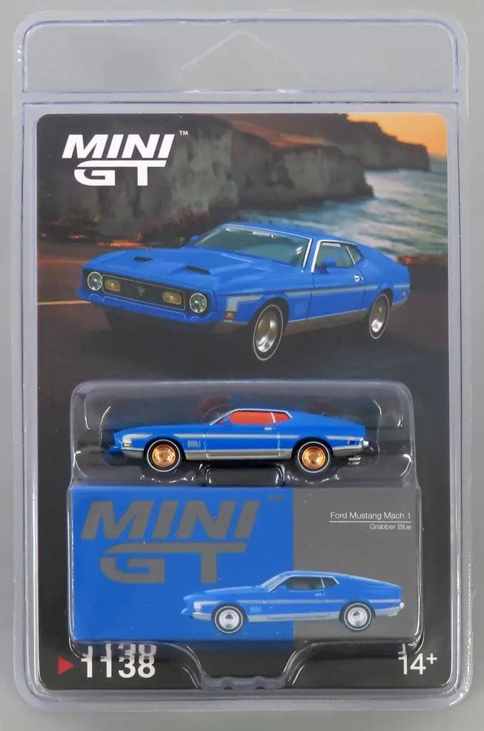1971 Ford Mustang Mach1 Grabber Blue | Mini GT 1:64 MGT01138 Chase