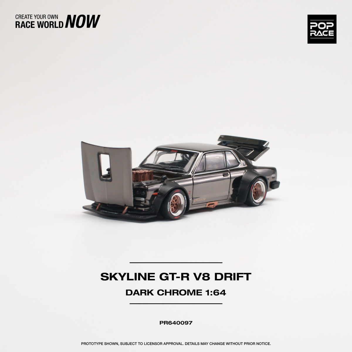 Skyline GT-R V8 Drift Hakosuka Dark Chrome 1/64 Pop Race PR640097