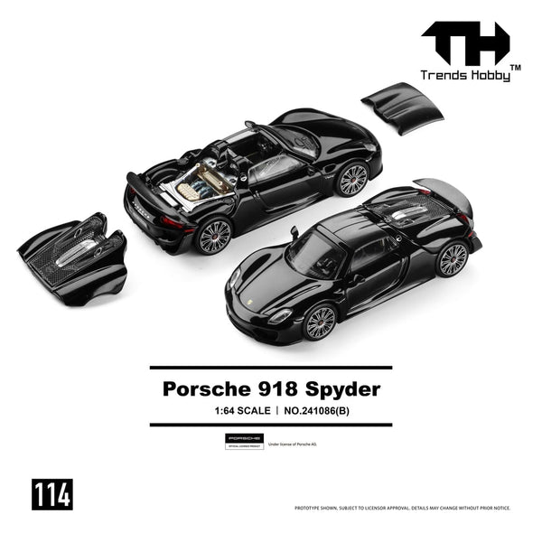 PRE-ORDER) Porsche 918 Spyder Black Trends Hobby 1:64 – Hanz Driven