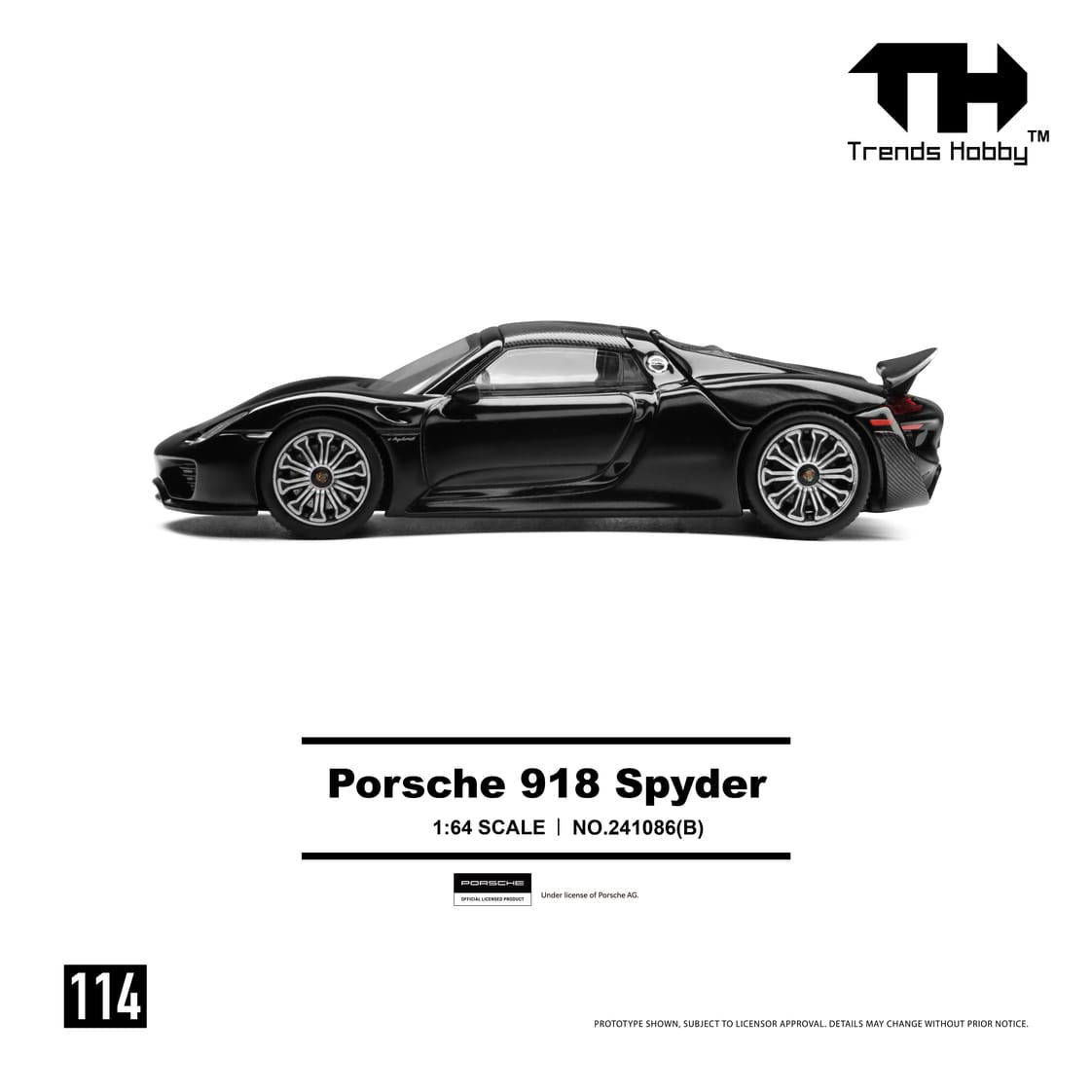 PRE-ORDER) Porsche 918 Spyder Black Trends Hobby 1:64 – Hanz Driven