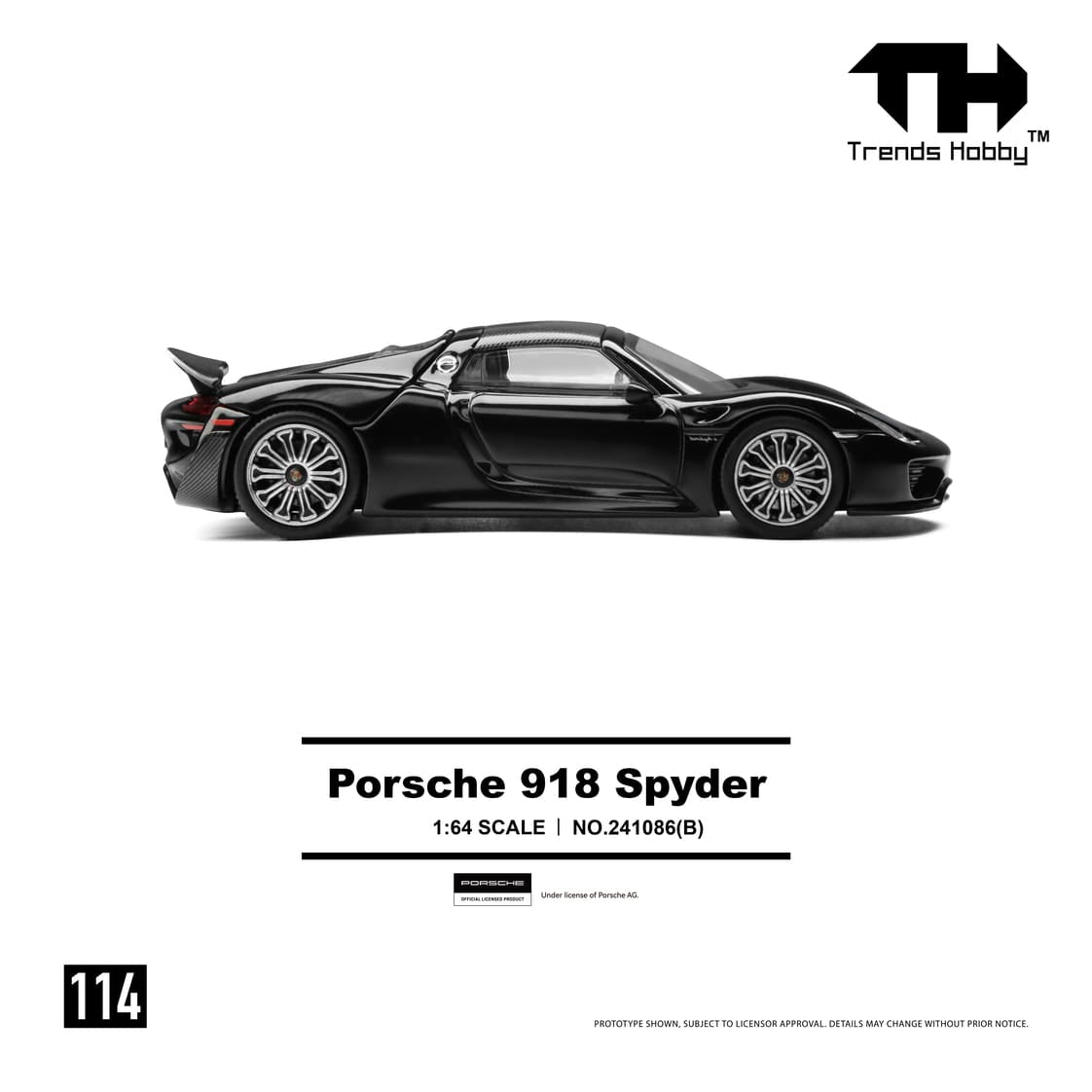 PRE-ORDER) Porsche 918 Spyder Black Trends Hobby 1:64 – Hanz Driven