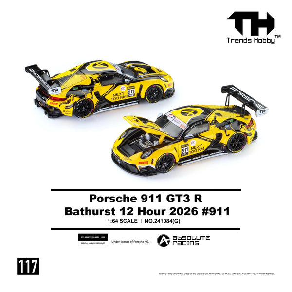 (PRE-ORDER) Porsche 911 GT3 R Bathurst 12H 2026 No. 911 Trends Hobby 1/64 241084(G)
