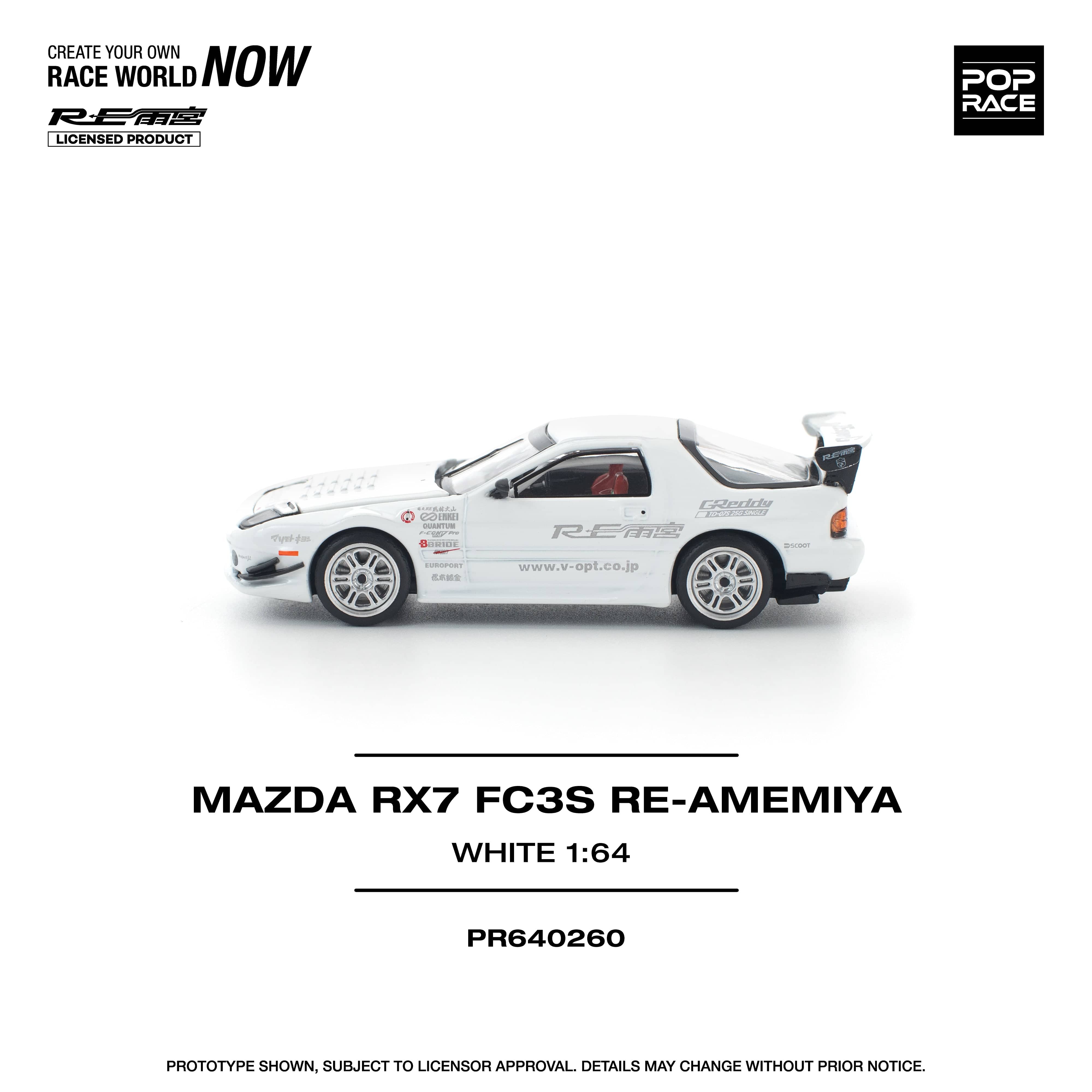 Pre-order) Mazda RX-7 FC3S Re-Amemiya White 1/64 Pop Race – Hanz