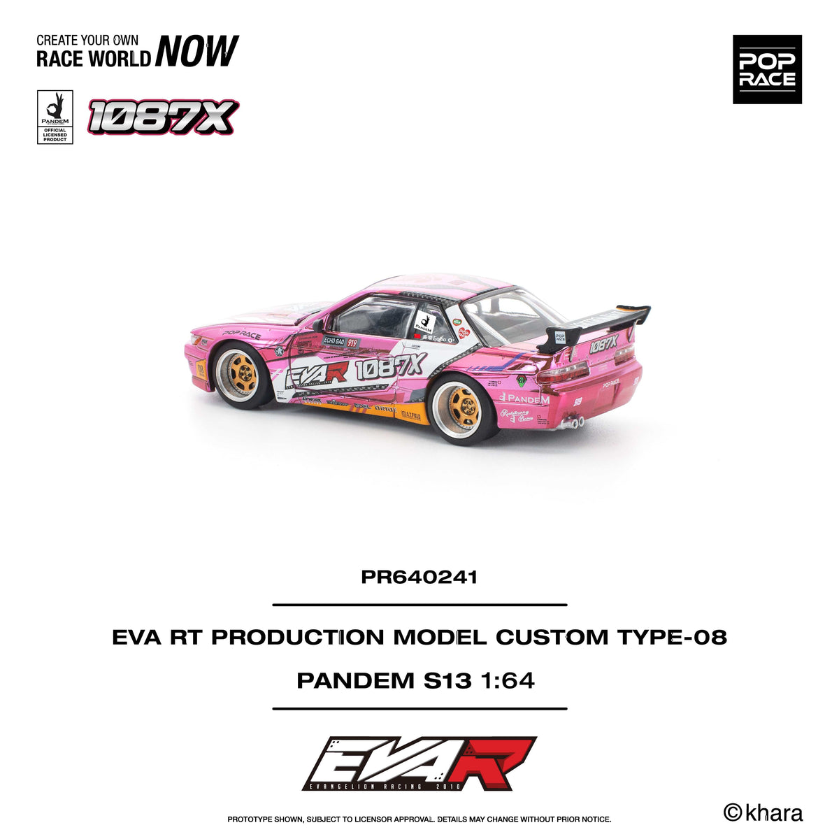 Pandem Silvia S13 Eva RT Production Model Custom Type-08 x 1087X 1/64 Pop Race