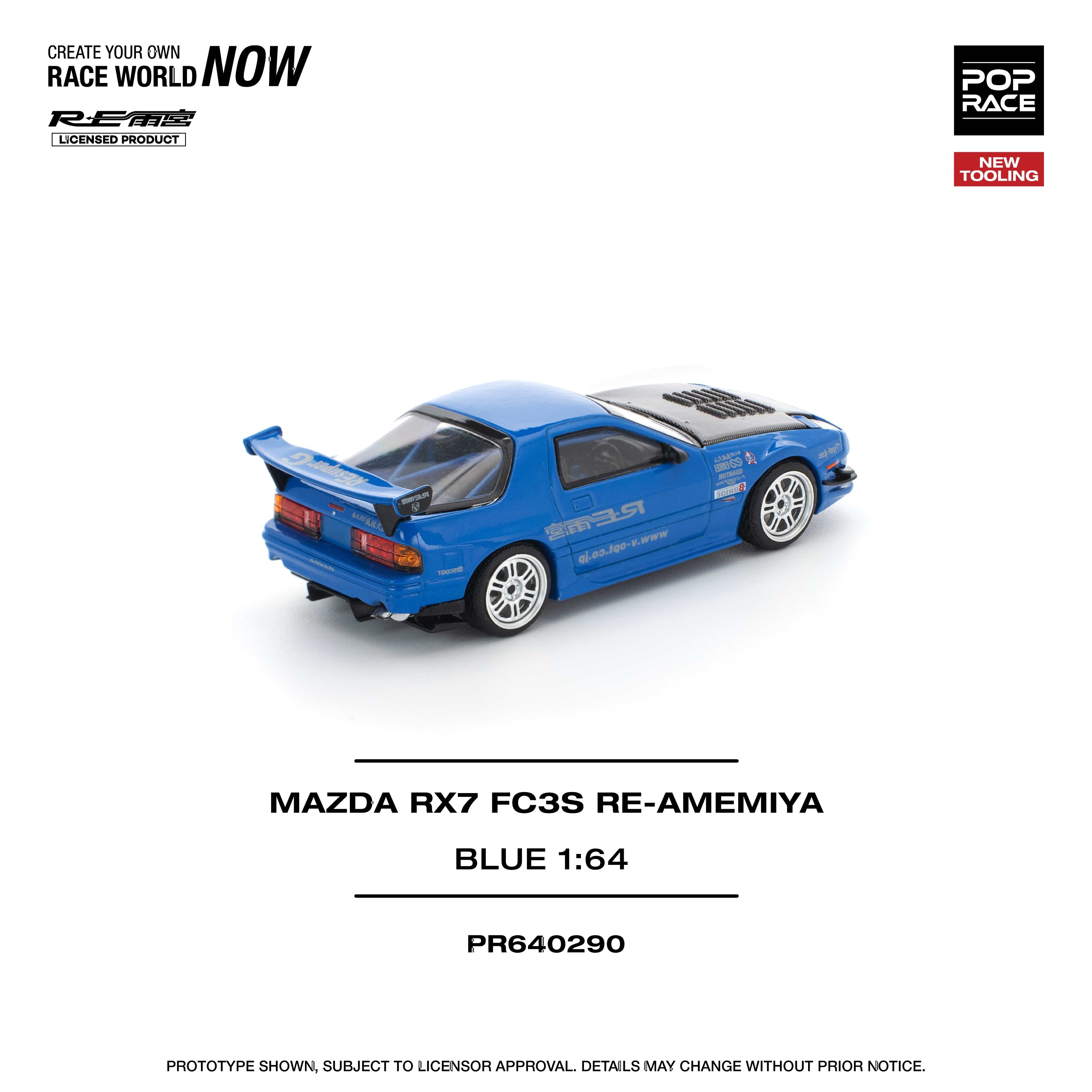 Mazda RX-7 FC3S Re-Amemiya Blue 1/64 Pop Race – Hanz Driven