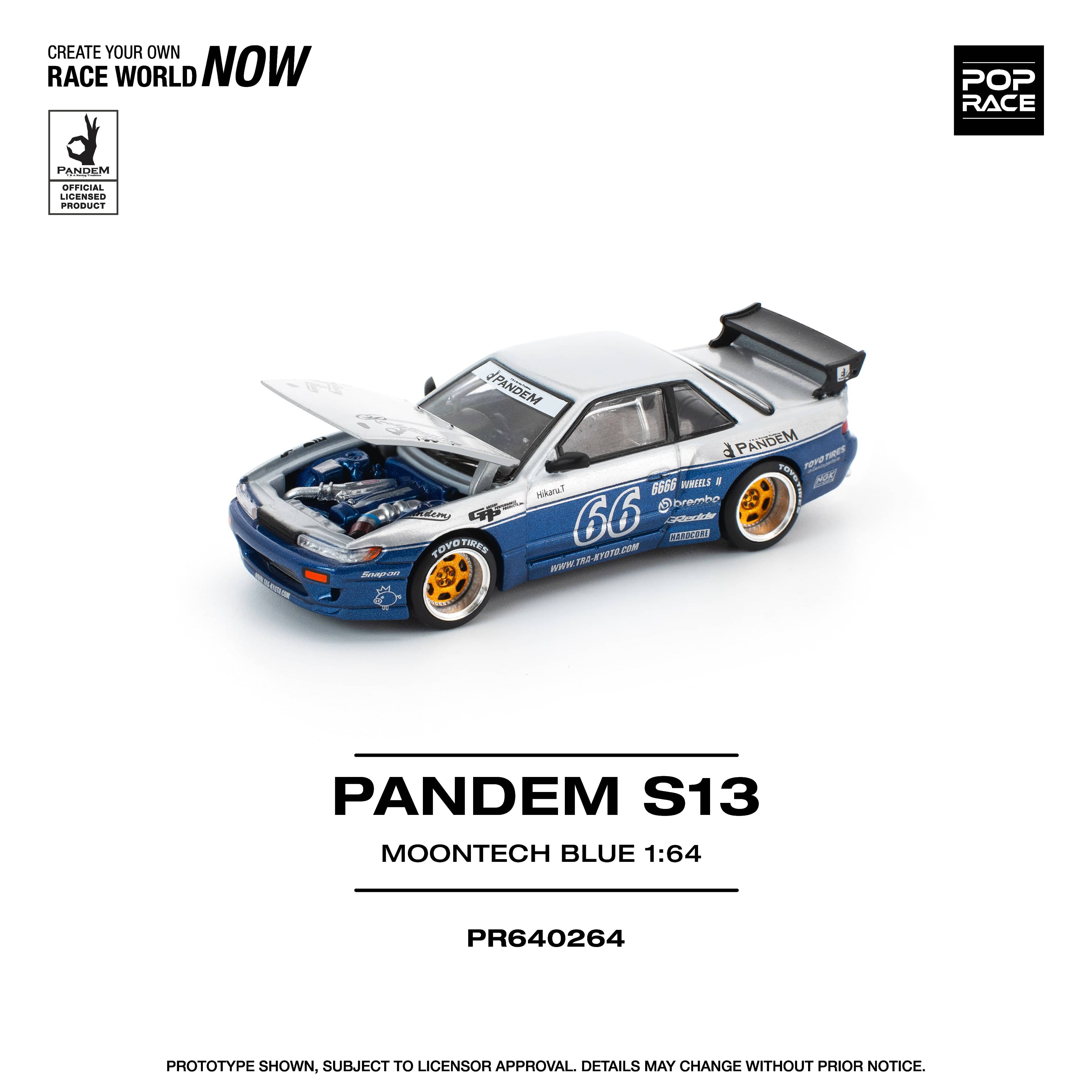 Pandem Silvia S13 Moontech Blue 1/64 Pop Race – Hanz Driven