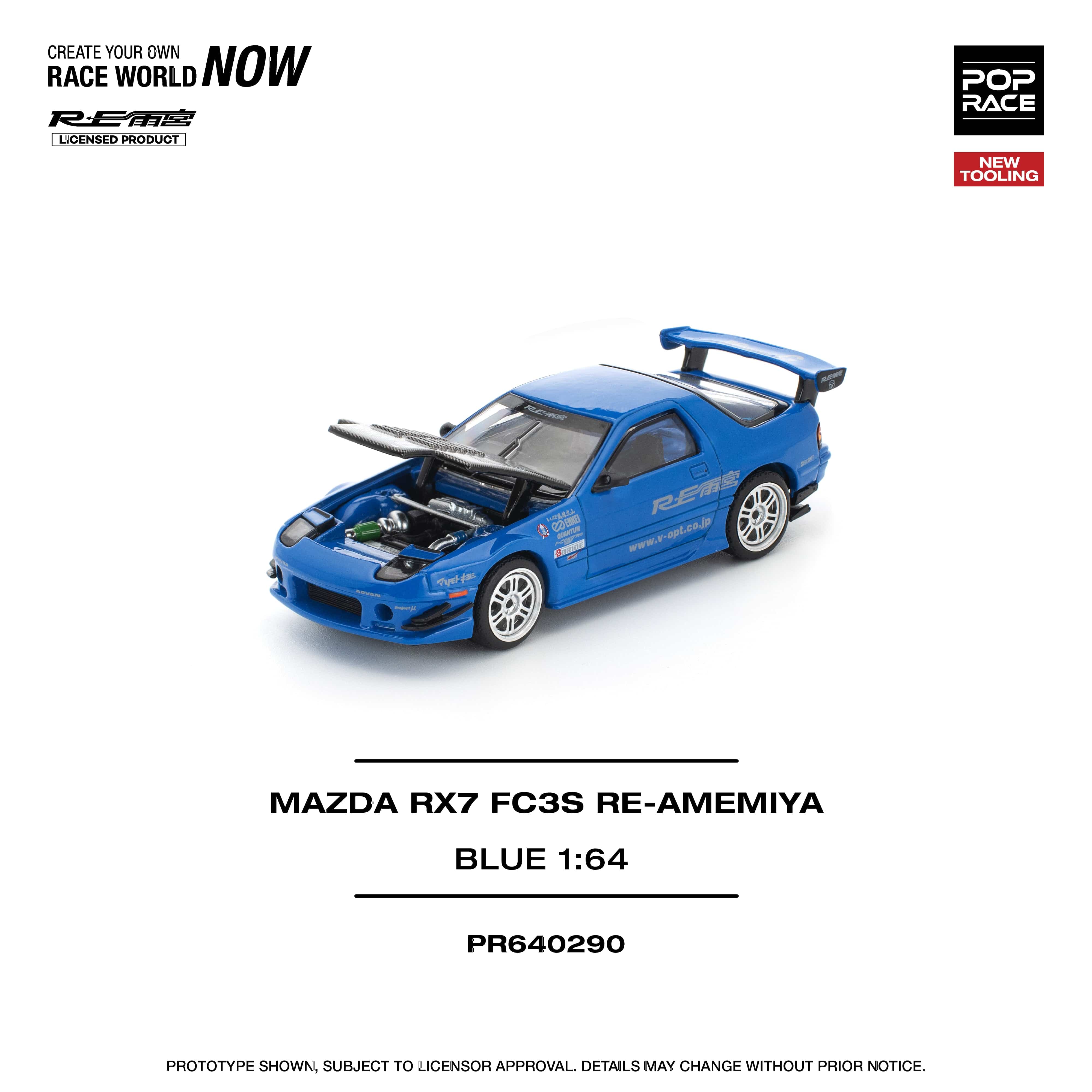 Mazda RX-7 FC3S Re-Amemiya Blue 1/64 Pop Race – Hanz Driven