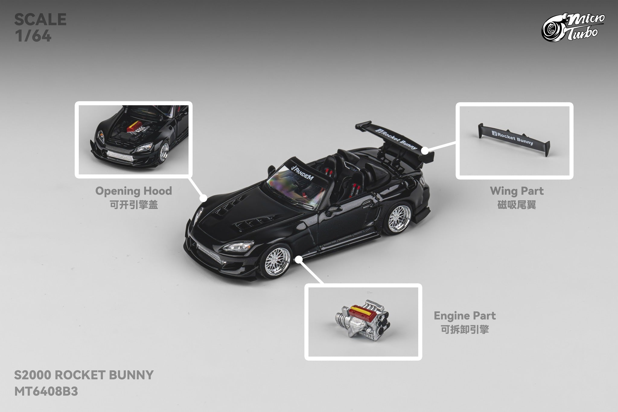 Custom Honda S2000 Pandem Rocket Bunny - Metallic Black Micro