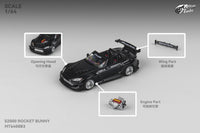 Custom Honda S2000 Rocket Bunny - Metallic Black Micro Turbo 1/64 scale