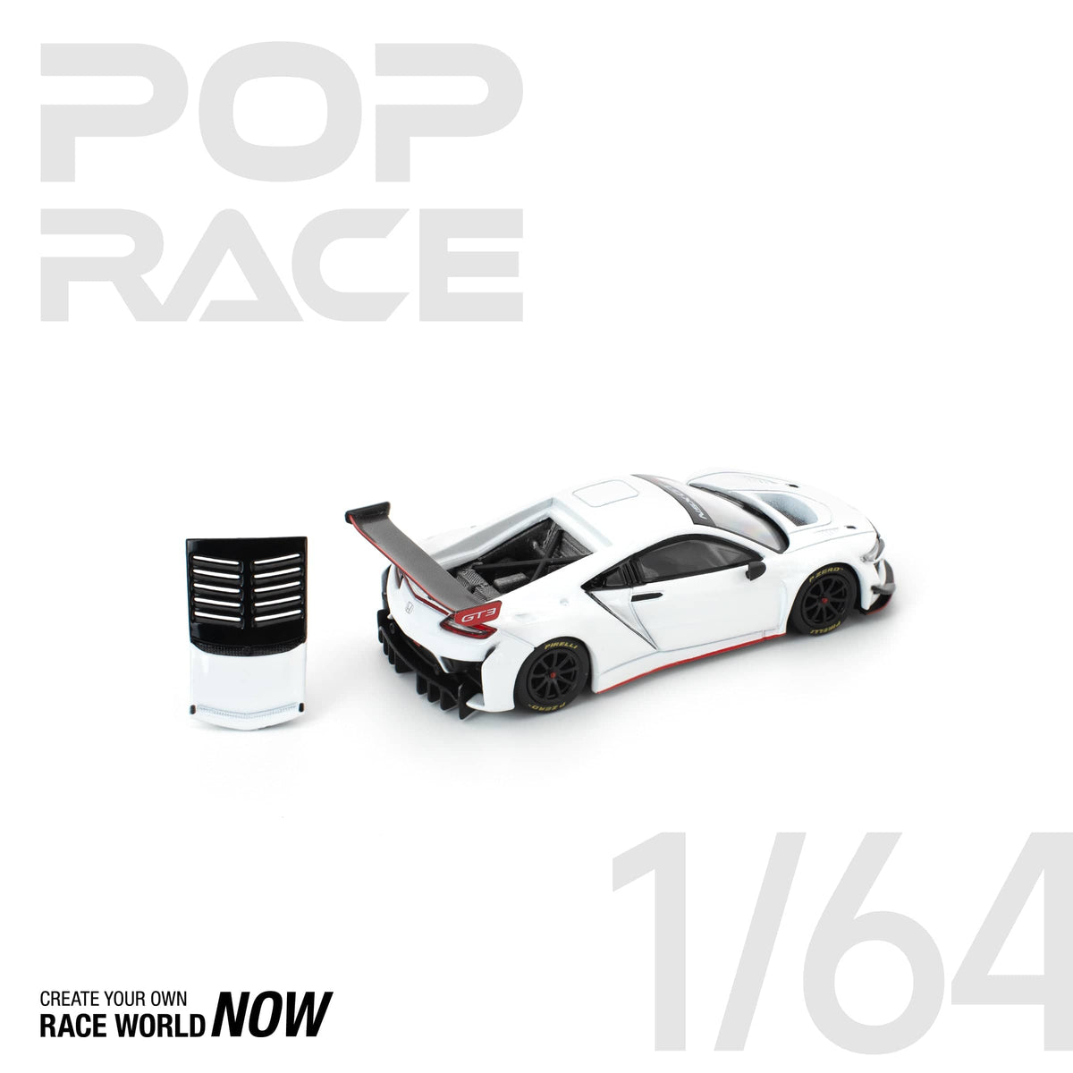 Honda NSX GT3 EVO22 White Pop Race 1/64 scale