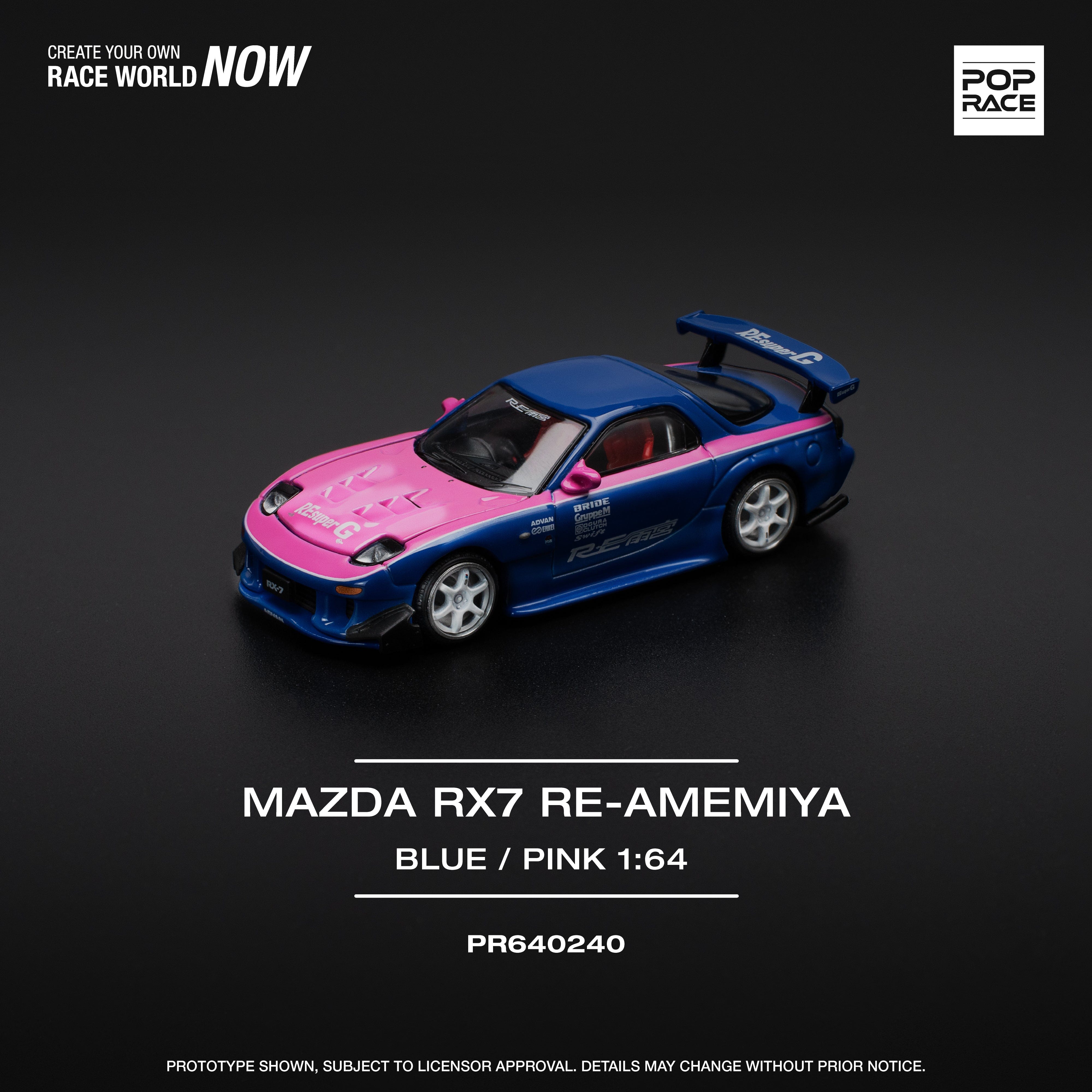 Mazda RX-7 FD3S Re-amemiya Widebody Blue/Pink 1/64 Pop Race – Hanz