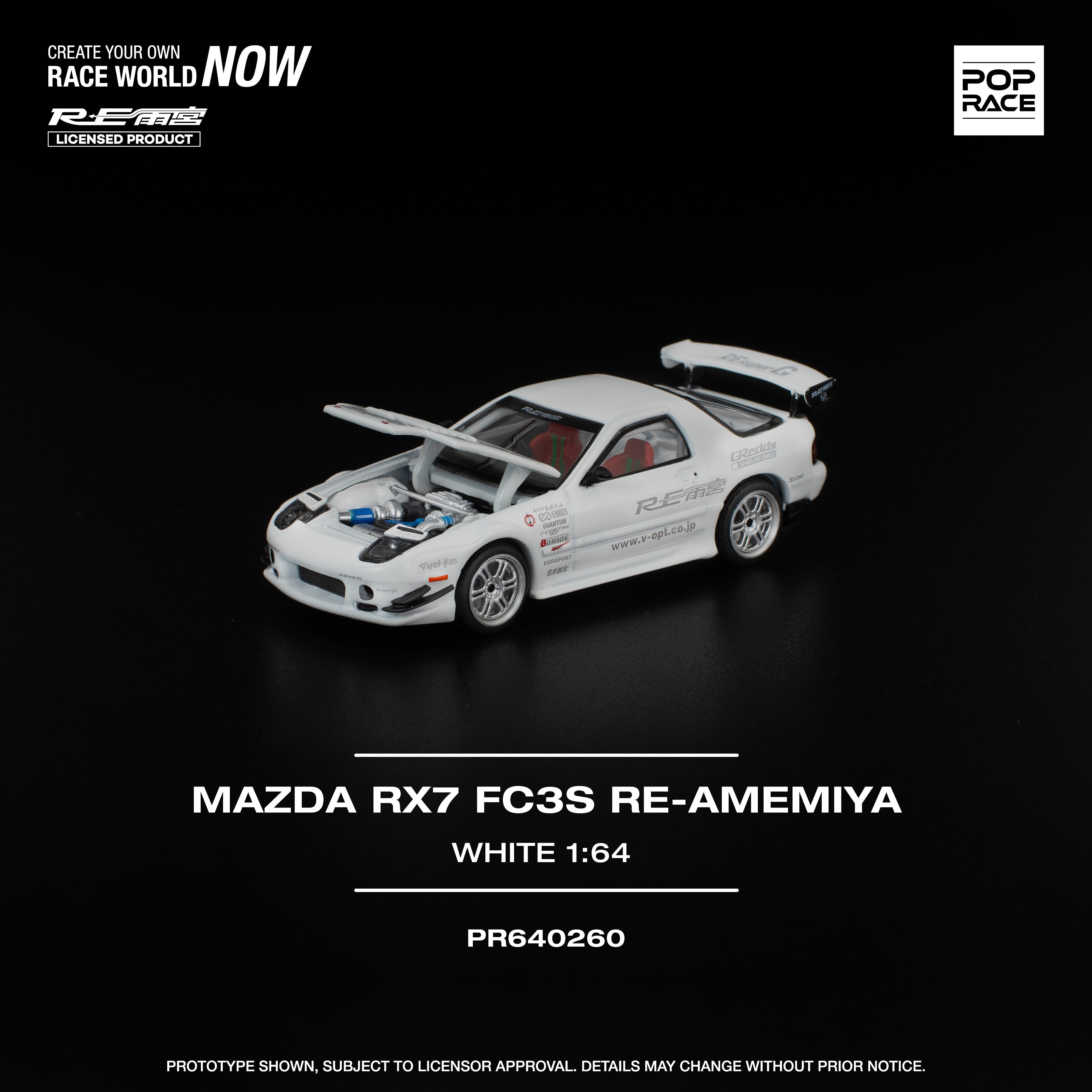Pre-order) Mazda RX-7 FC3S Re-Amemiya White 1/64 Pop Race – Hanz