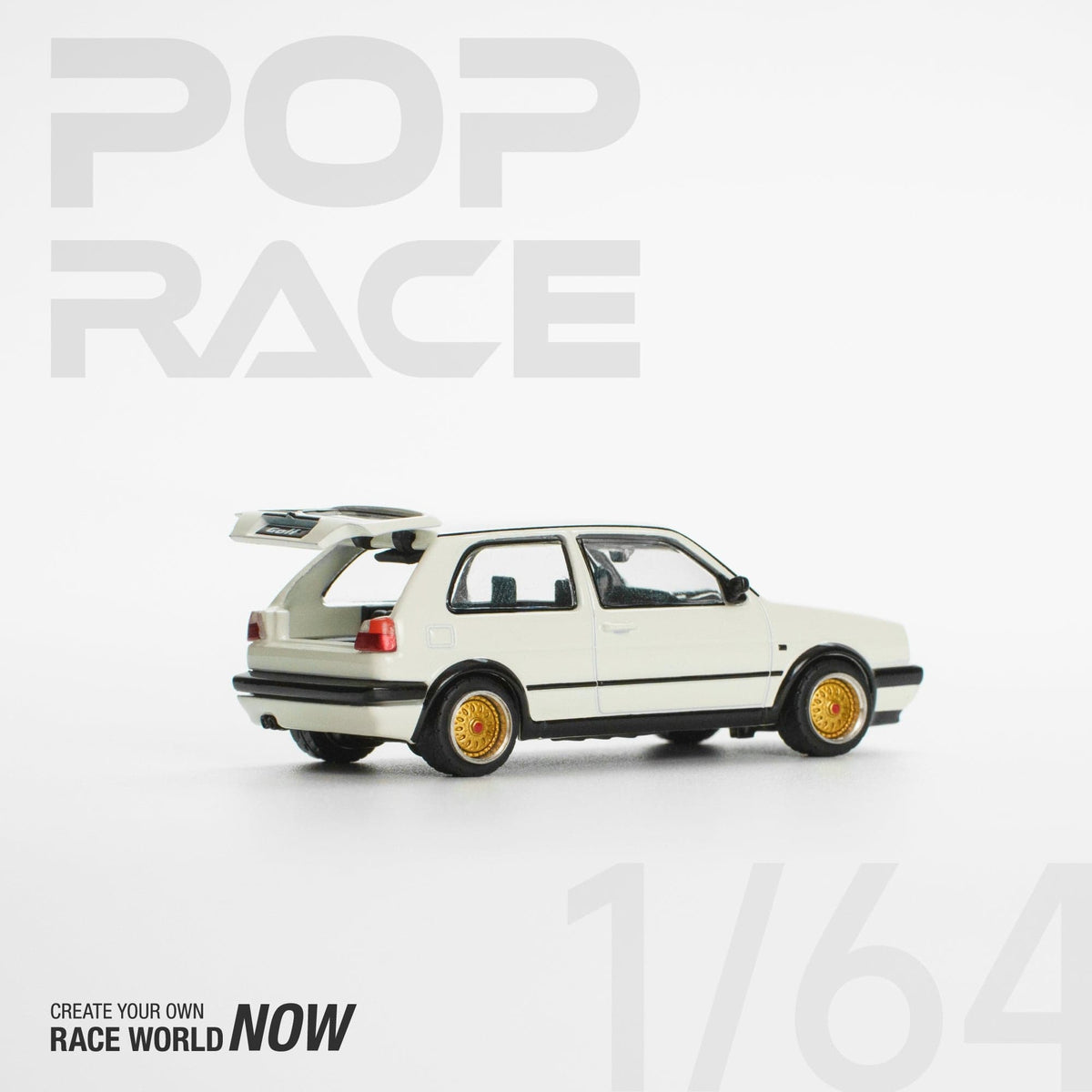 Volkswagen Golf GTI MK2 White Pop Race 1/64 scale PR640071