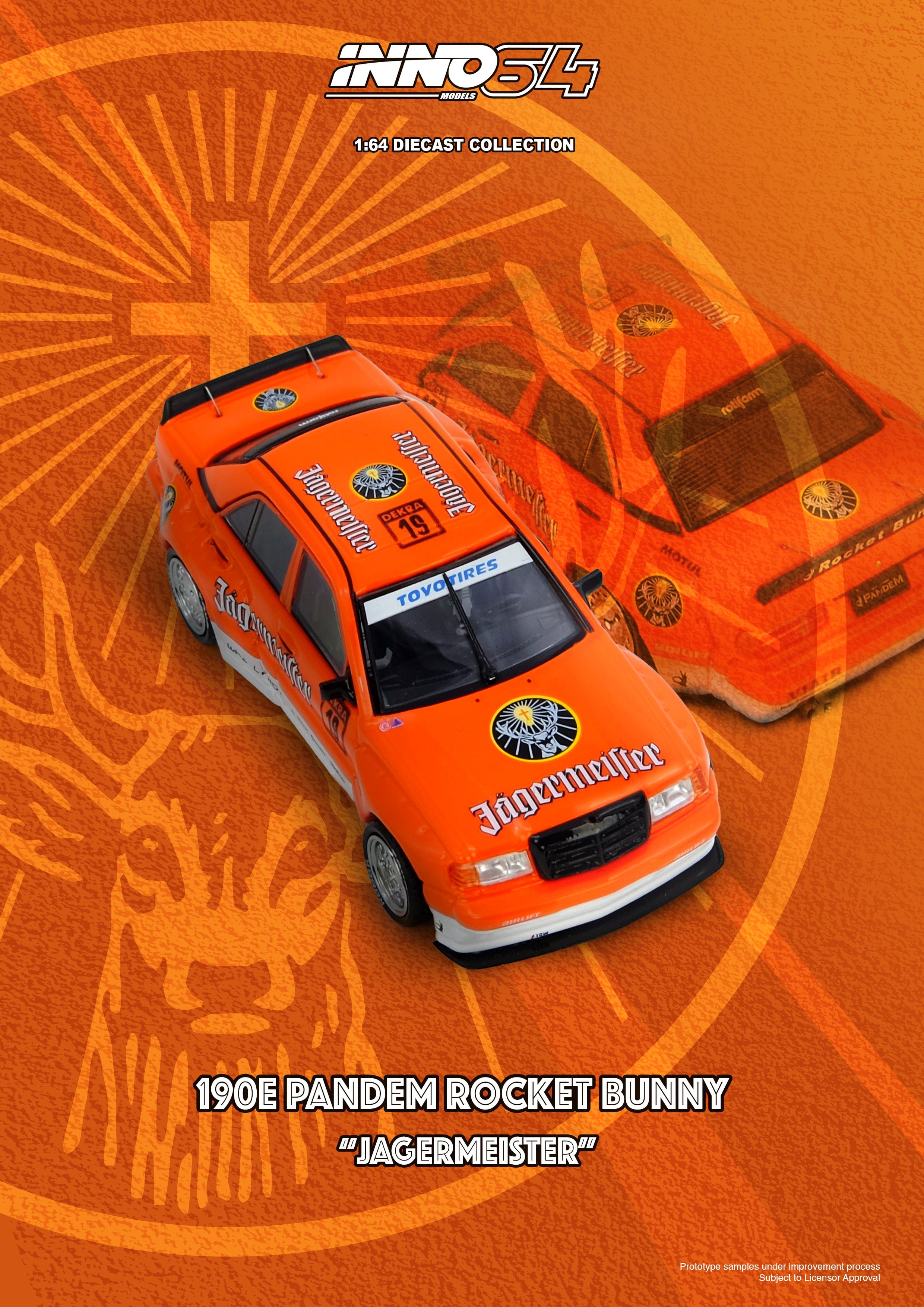 Mercedes Pandem Rocket Bunny 190E Jagermeister Inno64 1/64 scale