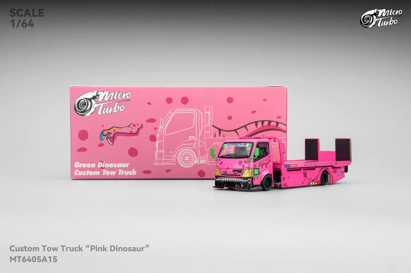 (PRE-ORDER) Pink Roxy Dino Custom Tow Truck Flat Bed  Micro Turbo Mega Gear 1/64 scale MG - 641