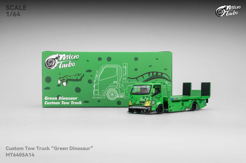 (PRE-ORDER) Green Rexy Dino Custom Tow Truck Flat Bed  Micro Turbo Mega Gear 1/64 scale MG - 642