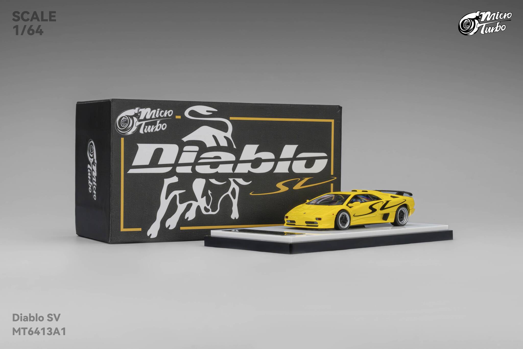 1/64 micro turbo ランボルギーニ　ディアブロ SV 黄色 Custom Diablo SV Metallic Yellow Micro Turbo 1/64 scale – Hanz Driven