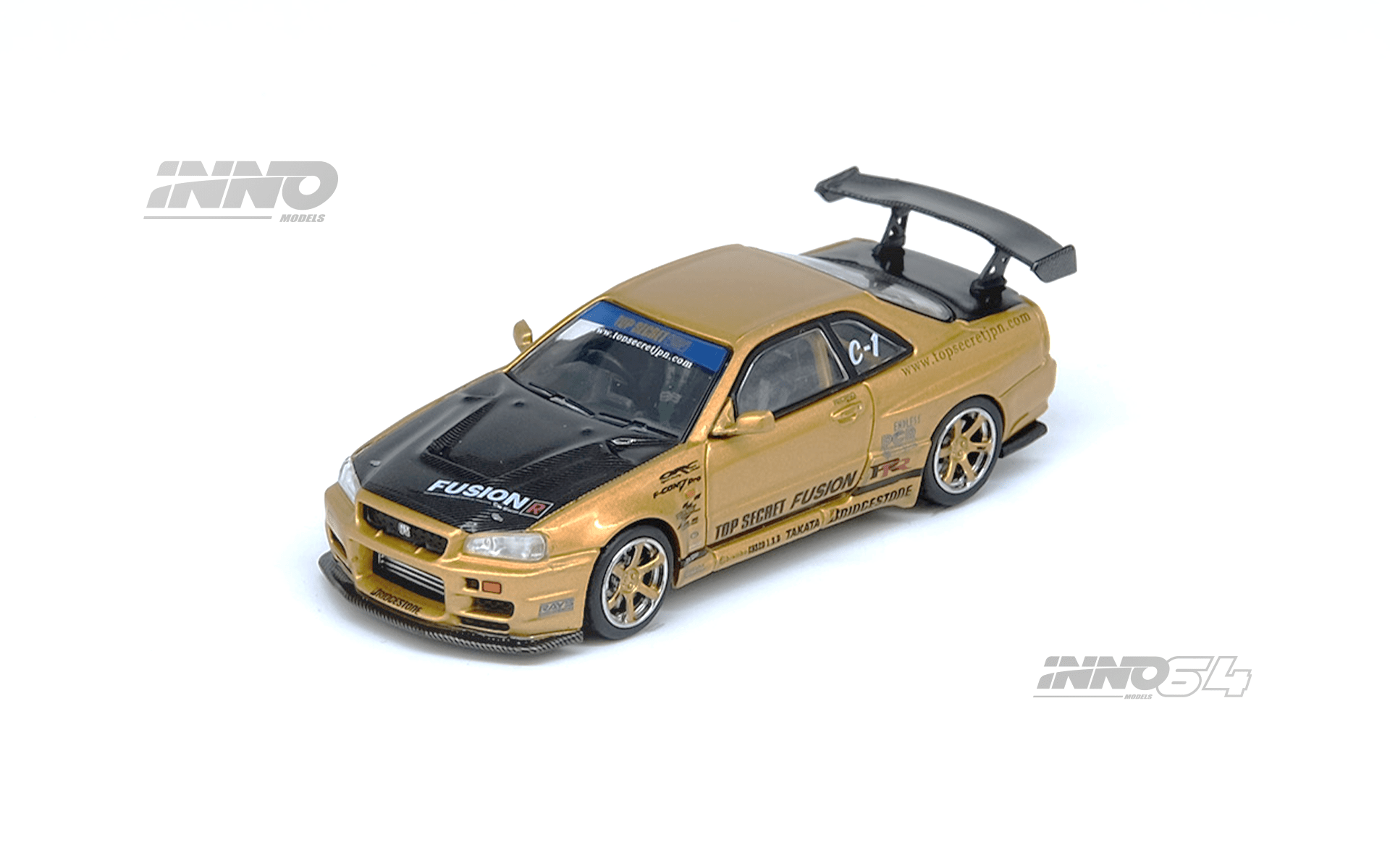 Top Secret Nissan Skyline GT-R R34 Gold Inno64 1/64 scale – Hanz