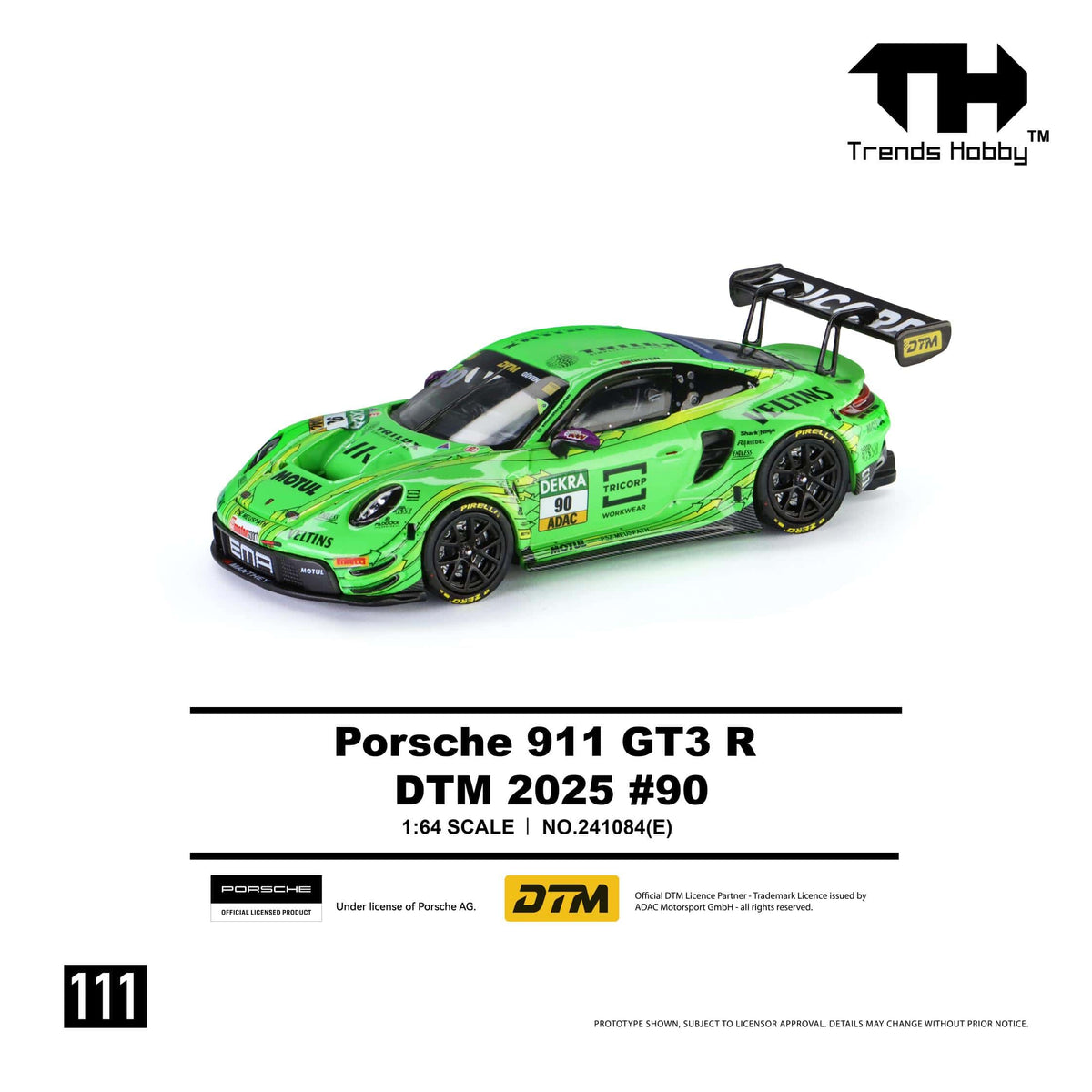 (PRE-ORDER) Porsche 911 GT3 R DTM 2025 No. 90 Trends Hobby 1/64 241084(E)