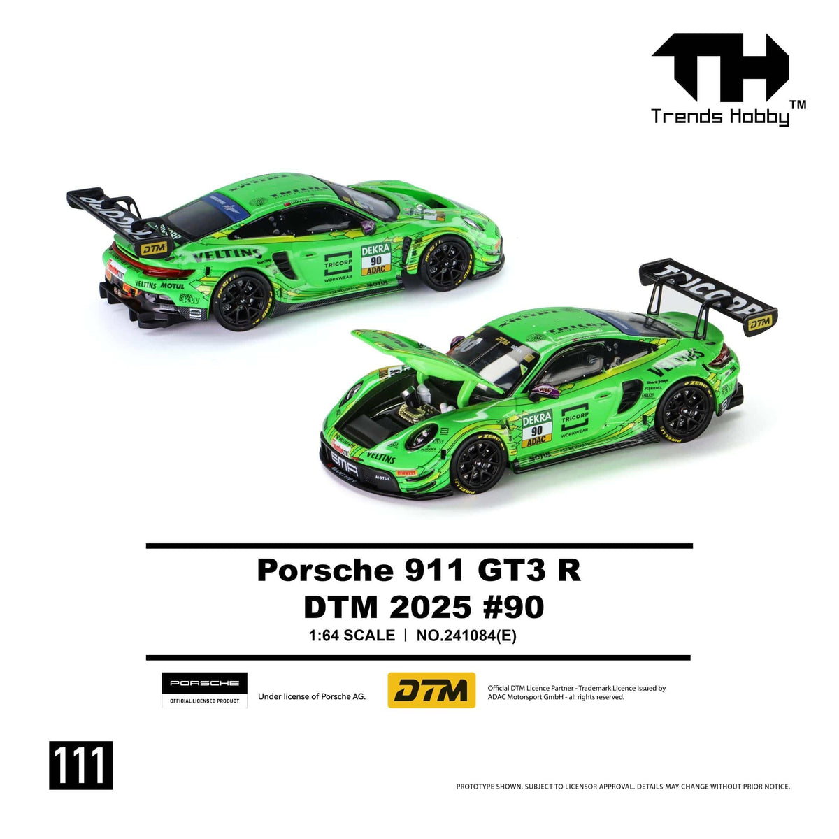 (PRE-ORDER) Porsche 911 GT3 R DTM 2025 No. 90 Trends Hobby 1/64 241084(E)