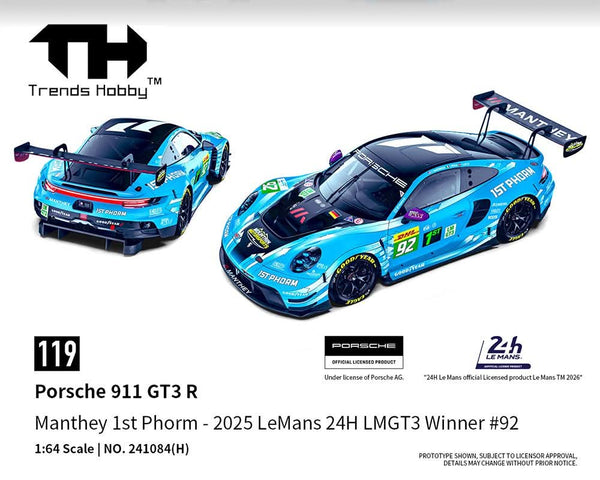 Porsche 911 GT3 R Le Mans 24H 2025 #92 Trends Hobby 1:64