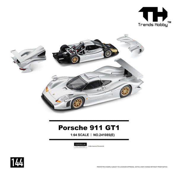 (PRE-ORDER) Porsche 911 GT1 1998 Silver Trends Hobby 1/64 241085(E)