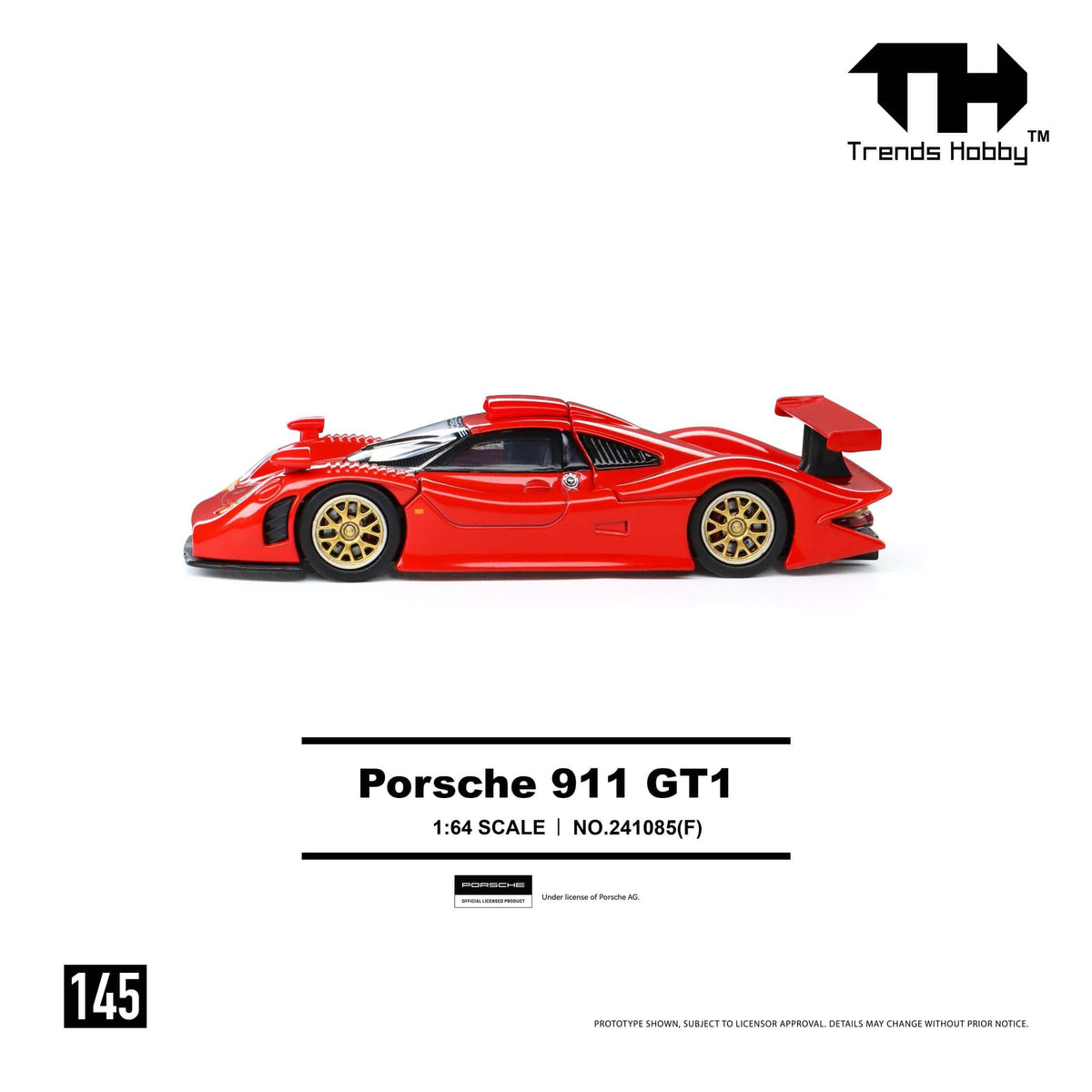 (PRE-ORDER) Porsche 911 GT1 1998 Red Trends Hobby 1/64 241085(F)