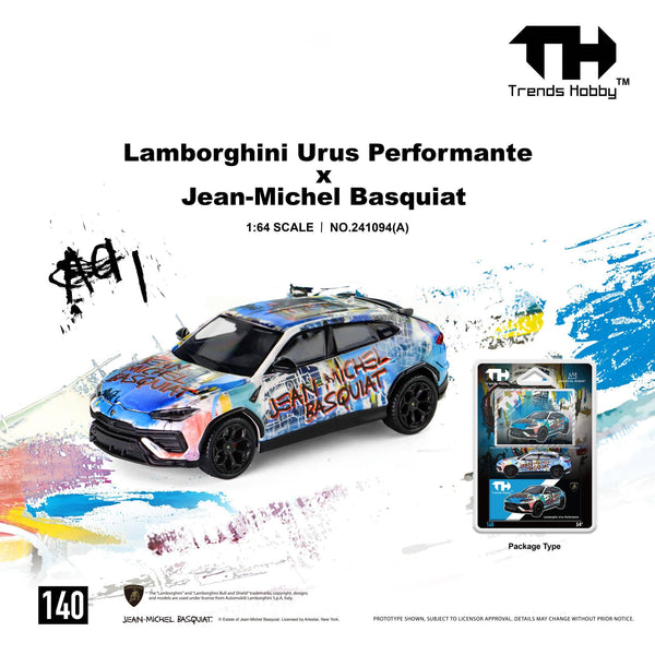 (PRE-ORDER) Lamborghini Urus Performante Basquiat White Blue Trends Hobby 1/64 241094(A)