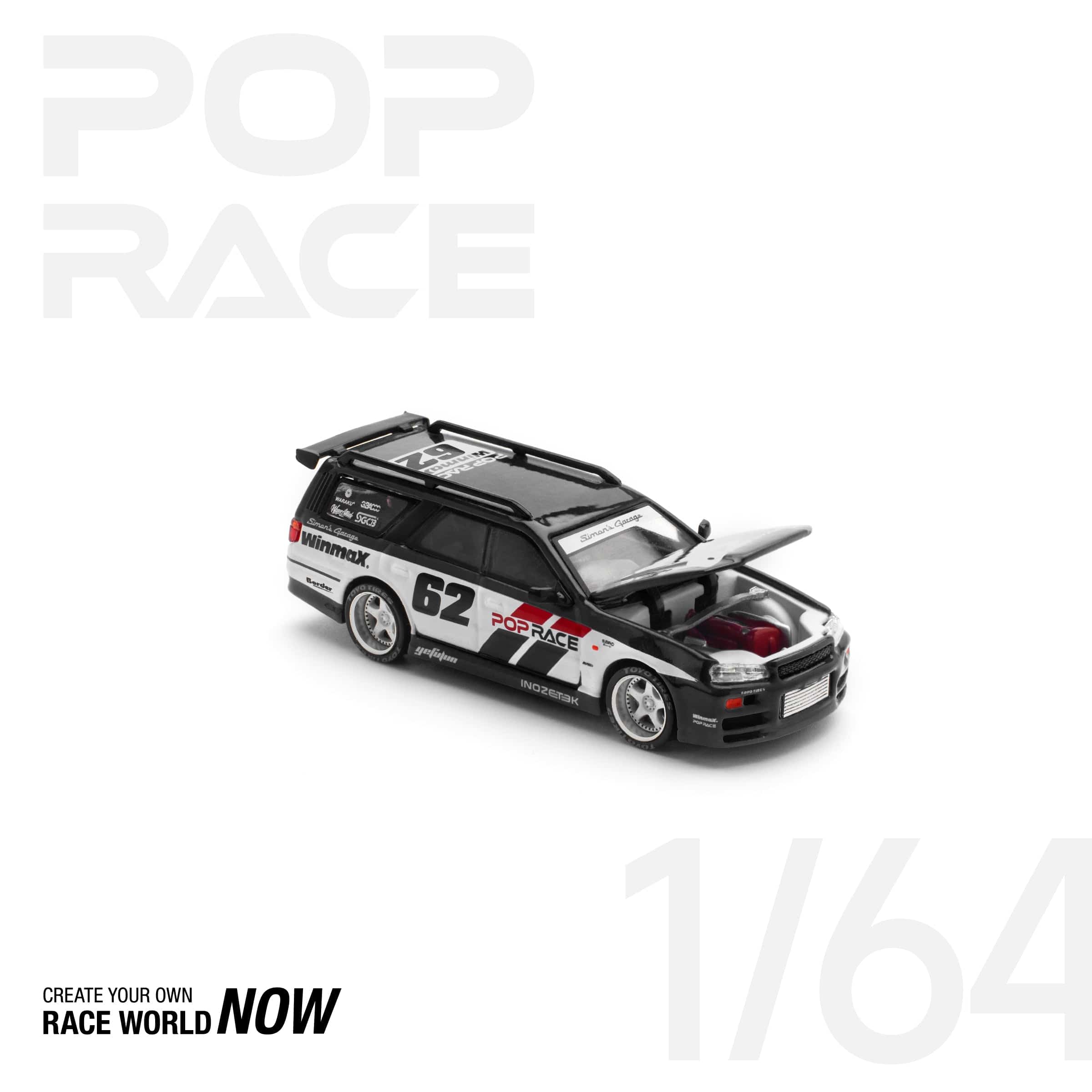 R34 Stagea Simon's Garage 62 Black Nissan Skyline Pop Race – Hanz