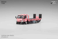Simon's Garage Custom Hauler Flat Bed Tow Truck Pink  Micro Turbo 1/64 scale