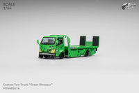 Green Rexy Dino Custom Tow Truck Flat Bed  Micro Turbo 1/64 scale