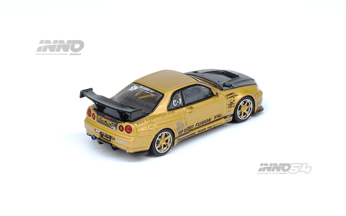 Top Secret Nissan Skyline GT-R R34 Gold | Inno64 1:64 – Hanz Driven