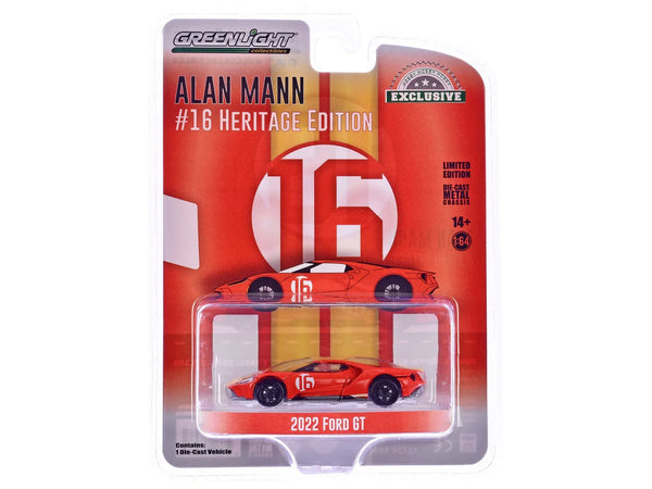 2022 Ford GT Alan Mann #16 Heritage Edition 1966 Ford AM GT-1 Prototype Tribute Hobby Exclusive Greenlight 1:64 30395