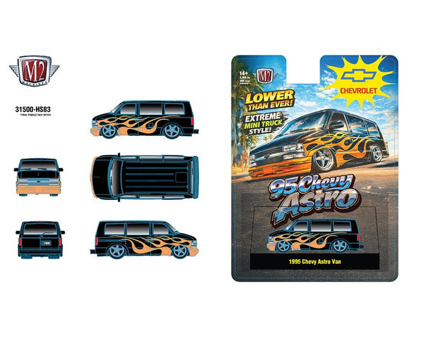 VAN VEEN / OVER THE UNIVERSE 帯有 1995 Chevrolet Astro Van Black with Flames M2 Machines 1/64 – Hanz