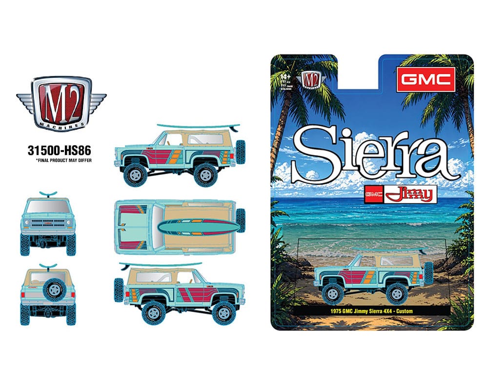 M2 Machines 1975 GMC Jimmy Custom Surfboard Turquoise 1/64 31500-HS86