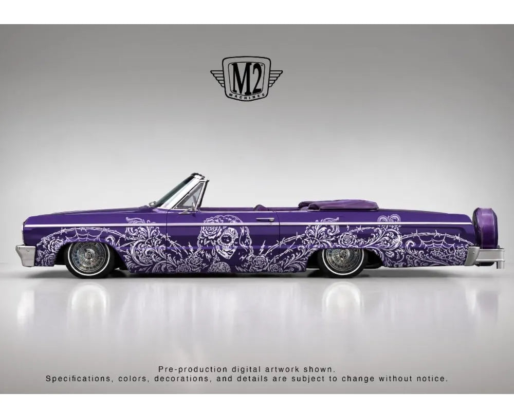 1964 Chevrolet Impala SS 409 Convertible Dia De Los Muertos Purple M2 Machines 1:64