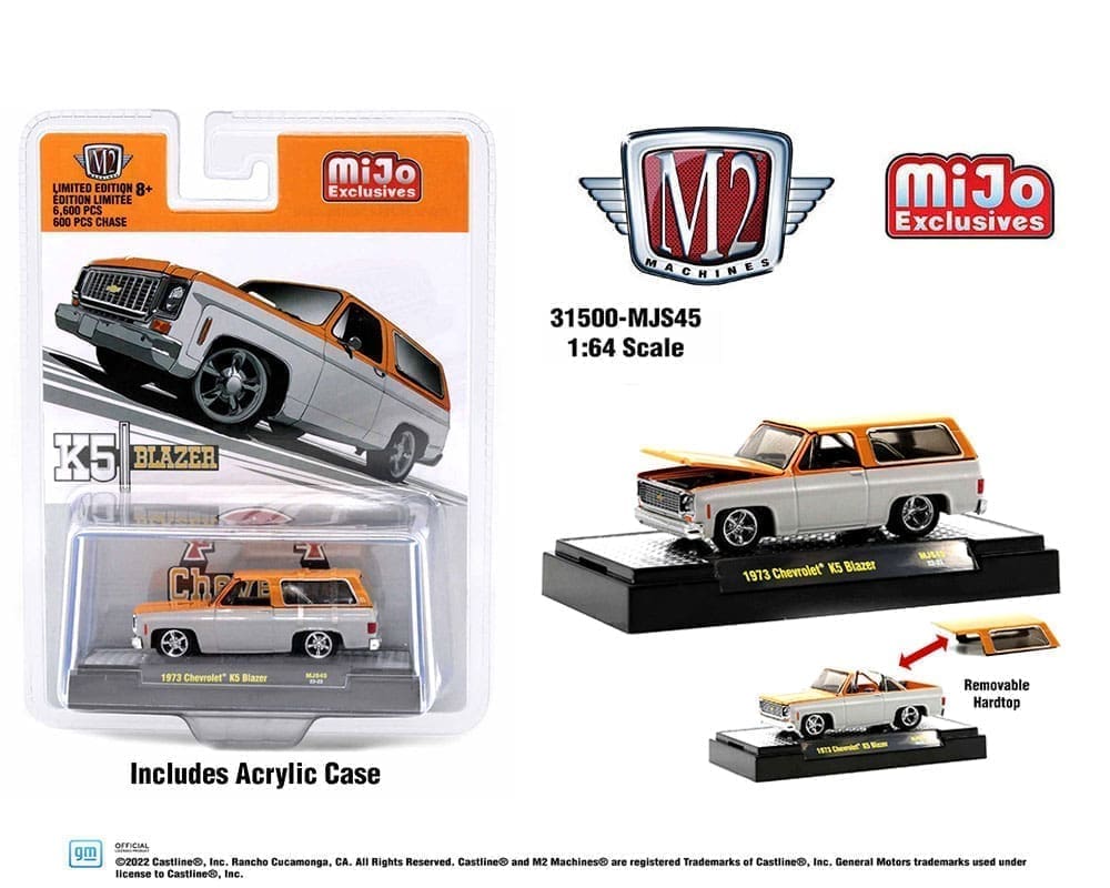 1973 Chevrolet K5 Blazer with Removable Hardtop Custom White and Orange Two-Tone M2 Machines 31500-MJS45